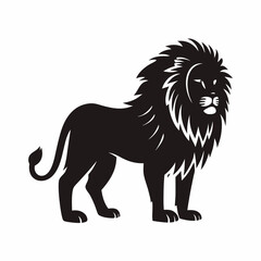 Obraz premium Lion vector silhouette isolated, black big cat design for wildlife and nature themes