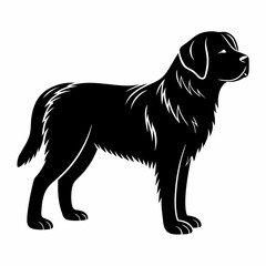 Labrador Retriever vector silhouette side view, isolated black dog shape for designs and branding