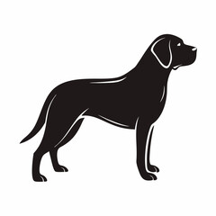 Labrador Retriever vector silhouette side view, isolated black dog shape for designs and branding