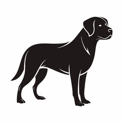 Labrador Retriever vector silhouette side view, isolated black dog shape for designs and branding