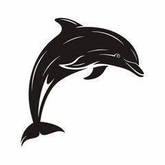 Dolphin silhouette vector illustration of a playful marine animal jumping isolated on a white background