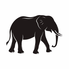 Obraz premium Walking elephant vector silhouette isolated, large wildlife animal design for nature and safari themes