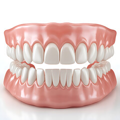 Obraz premium Healthy teeth and gums showing perfect occlusion on white background