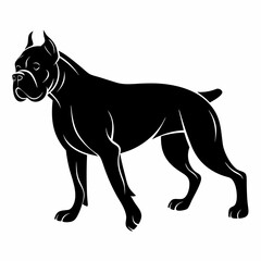 Dog walking silhouette vector on white background, isolated pet animal black icon for design