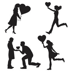 Love icon set black silhouette icon vector bundle