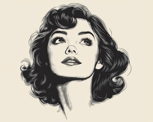 Elegant portrait of a woman with vintage hairstyle and expressive gaze