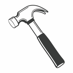 Black and White Hammer Line Art - Vector	