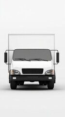 Front View of a White Delivery Truck with a Box Body on a White Background Perfect for Logistics and Transportation Mockups