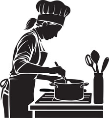Vector silhouette image cooking