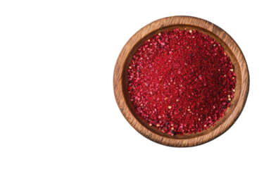 Red spice blend in wooden bowl