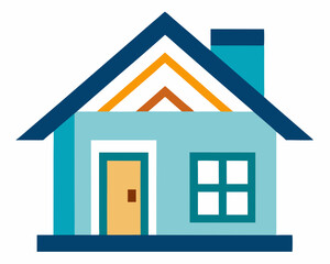 Home house vector icon, residential building with roof and windows as real estate property symbol