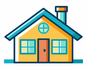 Home house vector icon, residential building with roof and windows as real estate property symbol