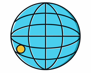 Obraz premium Globe vector icon with world map grid, global network, and international travel symbol