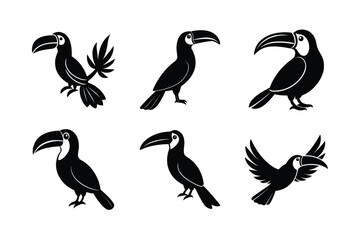 Fototapeta premium Toucan silhouette vector Bundle illustration