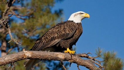 Obraz premium Majestic eagle perched on branch