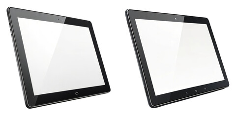 Two Black Tablets Mockup, Isolated on Transparent Background, 3D Rendering, Digital Device, Tablet, Mockup, Technology