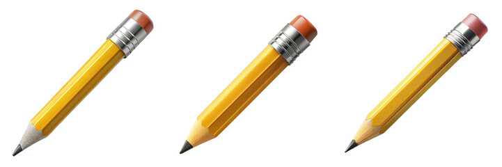 Three Yellow Pencils Composition, Isolated on Transparent Background, School Supplies, Illustration, Stationery, pencil, illustration