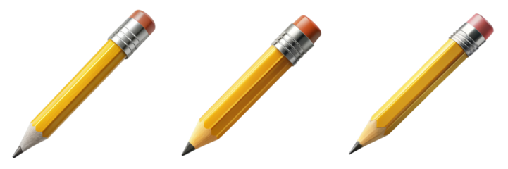 Three Yellow Pencils Composition, Isolated on Transparent Background, School Supplies, Illustration, Stationery, pencil, illustration