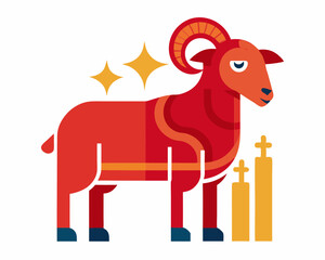 Qurbani sheep vector icon, sacrificial animal for Eid al-Adha on white background
