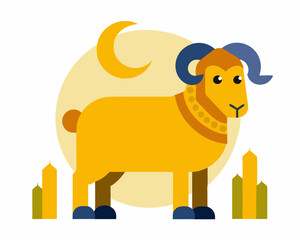 Qurbani sheep vector icon, sacrificial animal for Eid al-Adha on white background