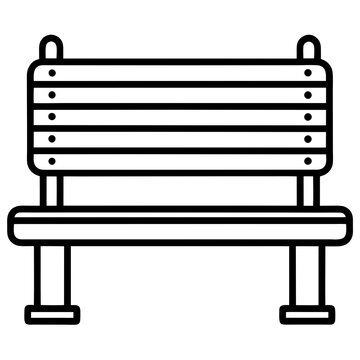 recommend clip art: park bench black line vector, Simple bold outline Design vector icon with white background.