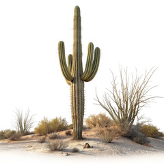 Saguaro Cactus Desert Scene 3D Render, Isolated on Transparent Background, Desert Plants, Sonoran Desert, Cactus, Desert, 3D render