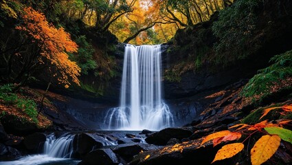 waterfall in autumn