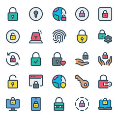 Fototapeta premium Filled outline icons set for Security.