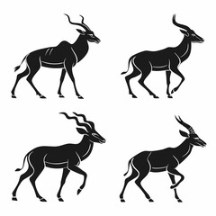 kudu icon set black silhouette vector bundle