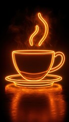 Glowing Neon Coffee Cup Art