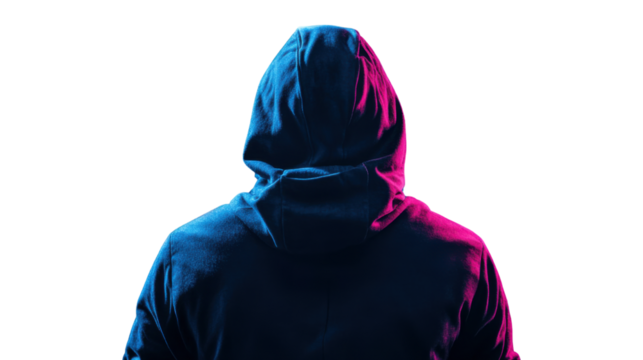 Mysterious Man in Hood Isolated on White Background, Symbolizing Secrecy, Mystery and Urban Style