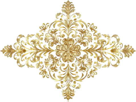 Isolated Golden Floral Ornament