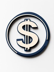 Obraz premium Dollar Sign Circle 2D Design - A 2D design of a dollar sign inside a circle. Represents finance, wealth, currency, and economic growth. Simple, clean, and professional