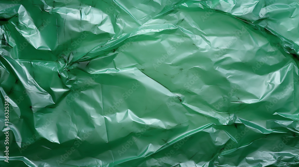 Wall mural crumpled green paper texture background with various shades and shadows creating depth and green cru