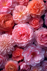 A Top-Down View of an Artistic Arrangement of Roses in a Minimalist and Surreal Composition
