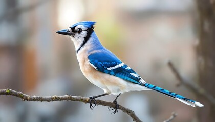 blue jay perched on branch, blue jay png background