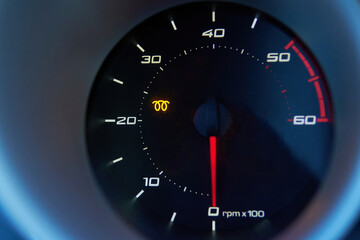 Glow plug error light illuminated on car dashboard warning