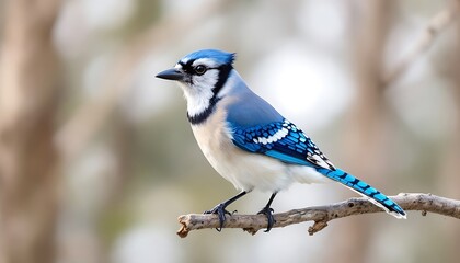 blue jay perched on branch, blue jay png background