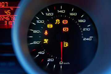 Light error illuminated on car dashboard