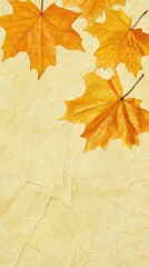 Autumn leaves on textured cream background. Possible use Desktop wallpaper, social media post