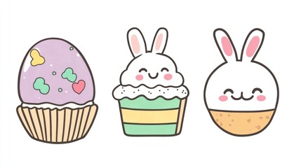 Cute Easter bunny cupcakes and egg dessert, spring treats