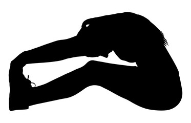Young woman doing stretching exercise touching her toes with hands. Vector illustration
