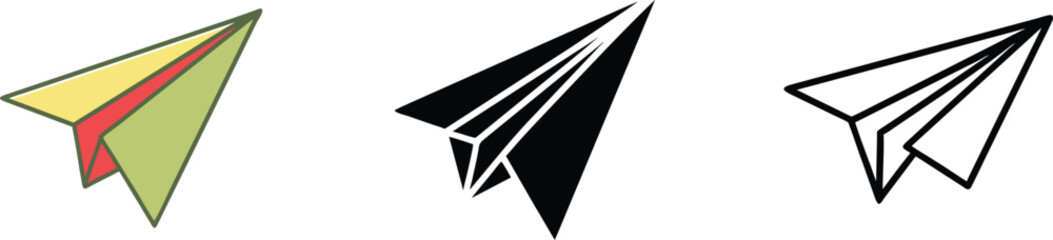 Colorful Paper Airplane Icons Flight, Design, Vector, Symbols, Origami