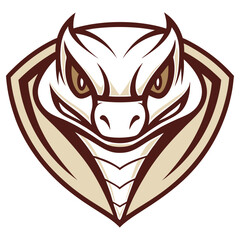 Fototapeta premium Cobra Face Logo Design, Animal Head with Shield, Aggressive Look,