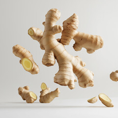 Floating Ginger Root A Stunning Culinary and Medicinal Image