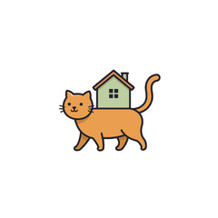 Cat carrying a house a cute and whimsical cartoon illustration