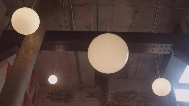 Huge ceiling round lamp moving around.