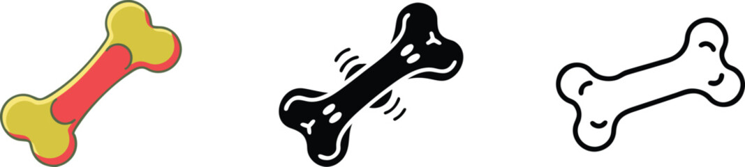 Dog Bone Icons Colorful, Black, Outline, Pet Treat Designs