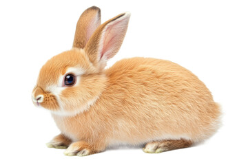 Obraz premium A close up of a small orange rabbit sitting isolated Transparent Background, png