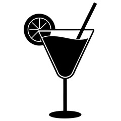 cocktail black silhouette vector, Simple silhouette Design vector icon with white background.